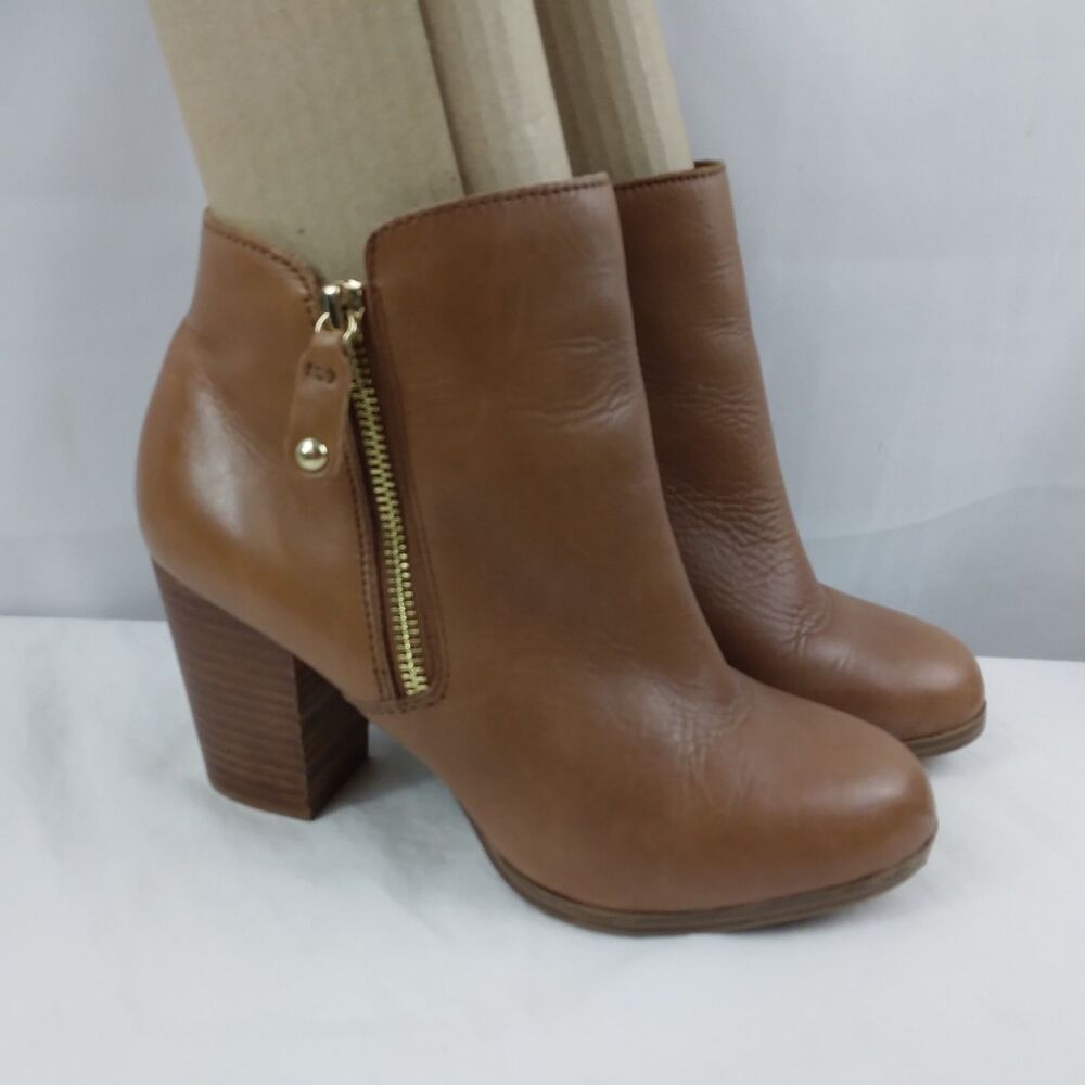 Aldo Naedia Brown Ankle Boots Booties Heel Zip Women's 8